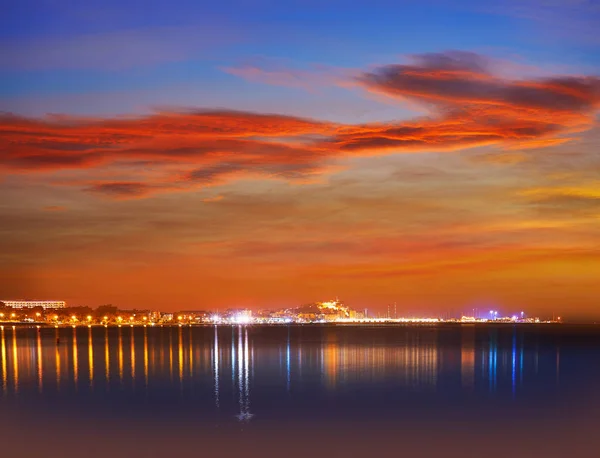 Denia Sonnenuntergang Skyline Von Las Rotas Alicante Des Mediterranen Spanien — Stockfoto