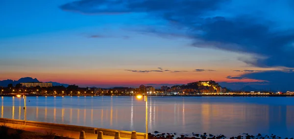 Atardecer Denia Desde Las Rotas Alicante España Mediterránea — Foto de Stock