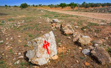 Saint James Way Templarios işareti Camino de Santiago ile İspanya'nın çapraz.