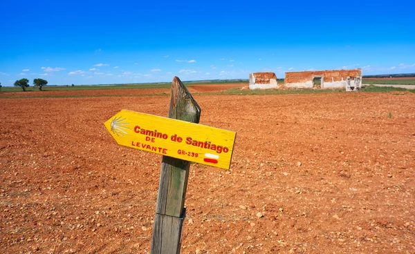 Camino Santiago Levante Zeichen Heiliger James Weg 239 Kastilien Mancha — Stockfoto