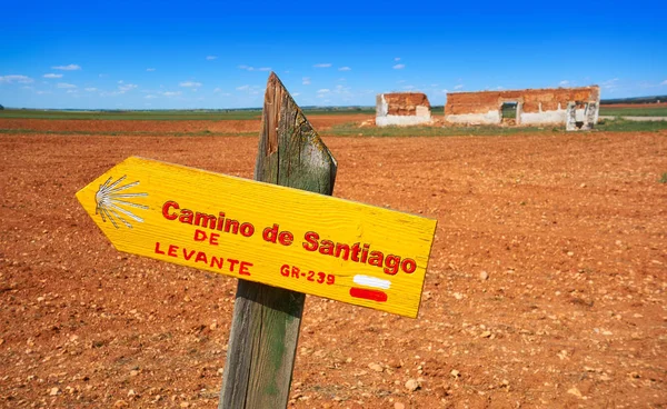 Camino Santiago Levante Sign Saint James Way 239 Castile Mancha — Stock Photo, Image