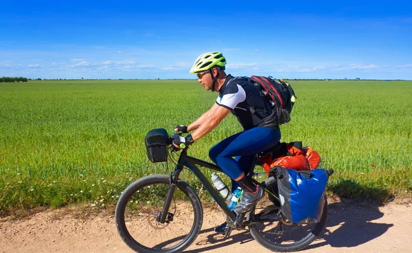 Motociclista Caminho Santiago Bicicleta Caminho São Tiago Levante Espanha — Fotografia de Stock