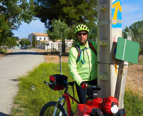 Toboso Don Quijote Sinal Pista Motociclista Saint James Way Toledo — Fotografia de Stock