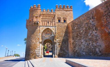 Toledo Puerta del Sol door in Castile La Mancha of Spain clipart