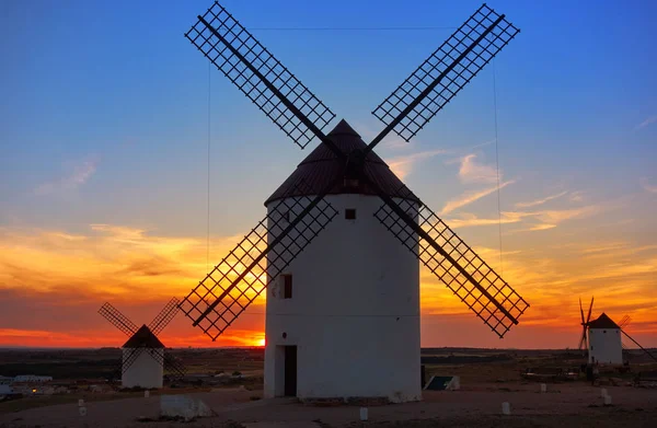 Mota Del Cuervo Moinhos Vento Cuenca Castela Mancha Espanha — Fotografia de Stock