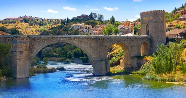 Rzeki Tajo Toledo Miasto Most Hiszpania Kastylii Mancha — Zdjęcie stockowe