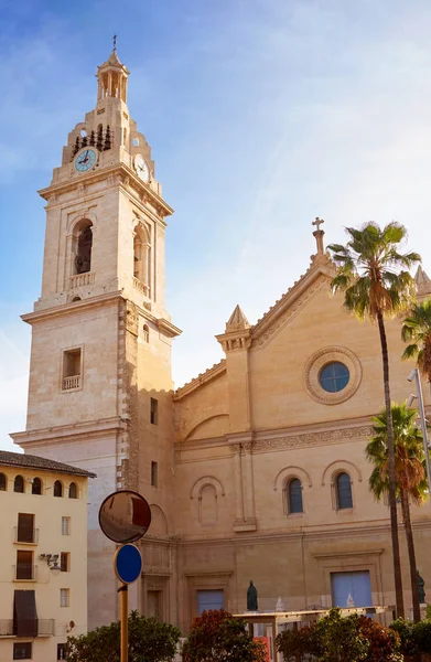 Plaza Seu Квадратних Церкви Санта Марія Північного Валенсії Jativa Іспанії — стокове фото