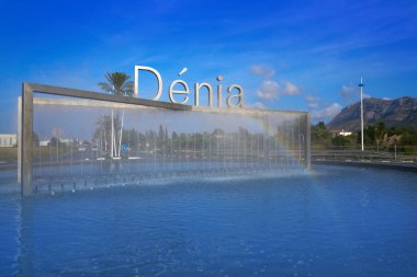 Denia welcome sign fountain in Alicante of Spain clipart