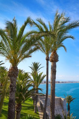 Peniscola hava sahil köyü Akdeniz İspanya Castellon