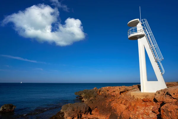 Denia Las Rotas Beach Trampoli Baywatch Tower Alicante Spain — Stock Photo, Image