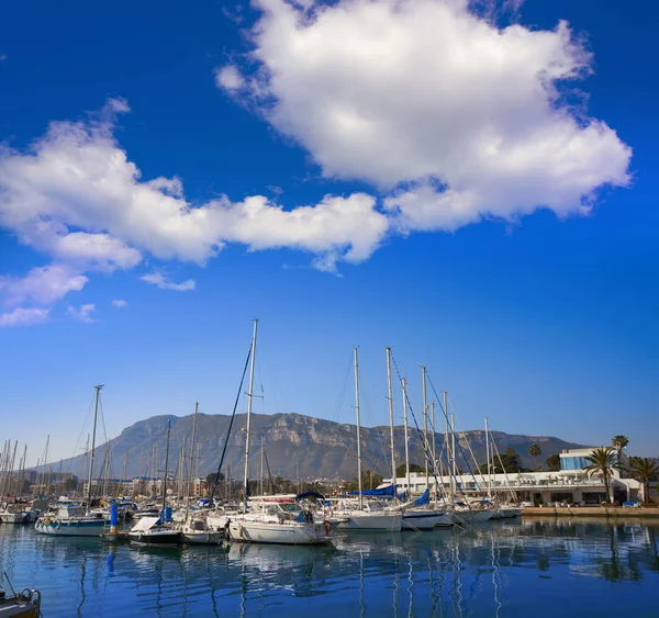 Jachthaven Van Denia Alicante Spanje Aan Middellandse Zee Met Berg — Stockfoto