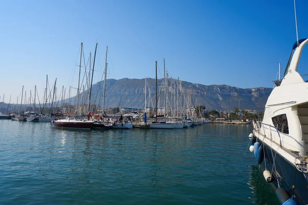 Denia Marina Alicante Espanha Mediterrâneo Com Montgo Montanha — Fotografia de Stock