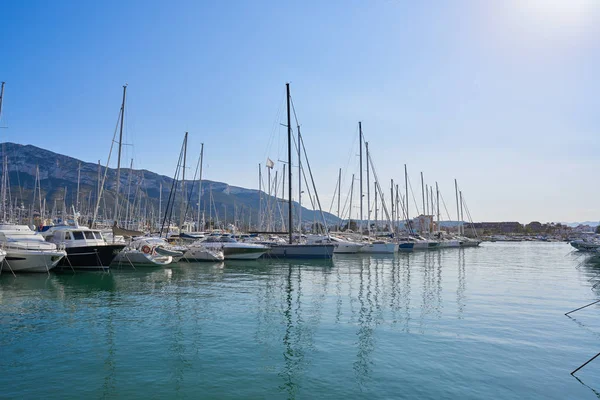 Łodzie Marina Port Denia Alicante Hiszpania — Zdjęcie stockowe