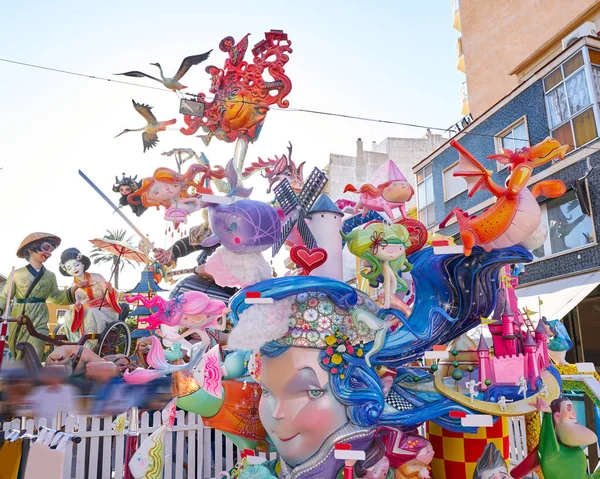 Las Fallas Fest Figuras Papel Marche Valencia España — Foto de Stock