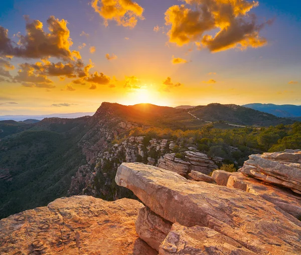 Garbi Vrchol Západ Slunce Nad Calderona Sierra Valencie Španělsko — Stock fotografie