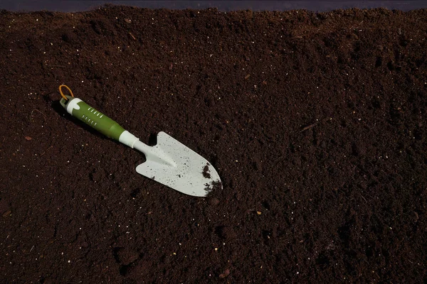 Garden Trowel Substratum Orchard Background — Stock Photo, Image