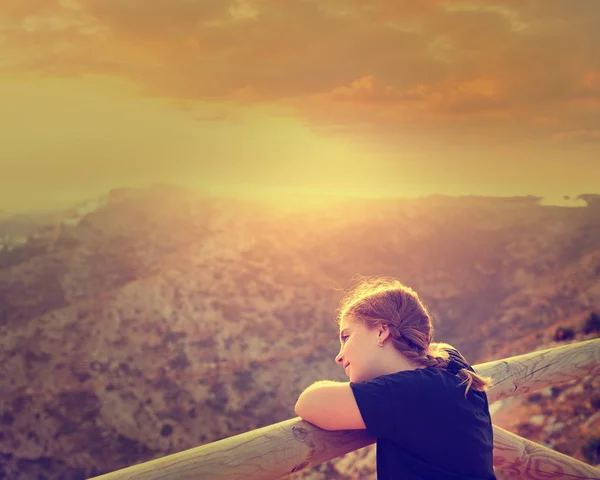 Blond Girl Looking Javea San Antonio Cape Spain — Stock Photo, Image