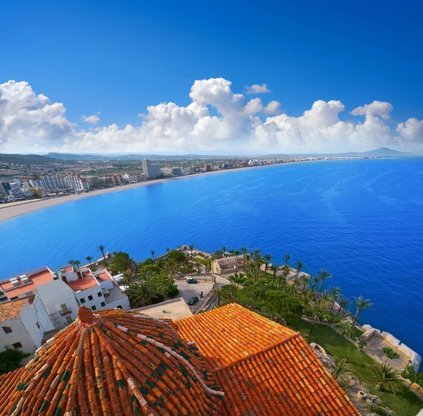 Peniscola Antenn Beach Village Medelhavet Spanien Castellon — Stockfoto