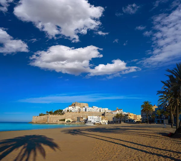 Panorama Hrad Pláž Peniscola Castellon Španělské — Stock fotografie