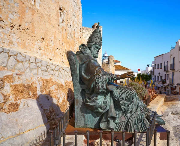 Papa Luna Pape Sculpture Commémorative Peniscola Castellon Espagne — Photo