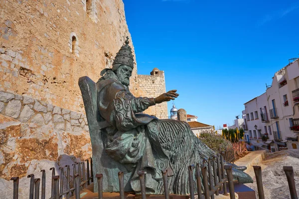 Papa Luna Påven Memorial Skulptur Peniscola Castellon Spanien — Stockfoto