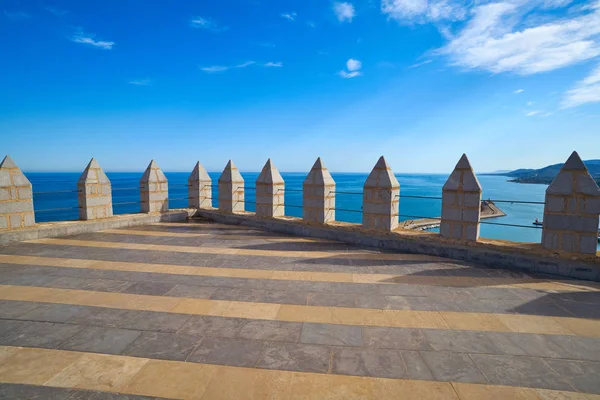 Telhado Castelo Peniscola Castellon Com Vista Para Mar Mediterrâneo Espanha — Fotografia de Stock