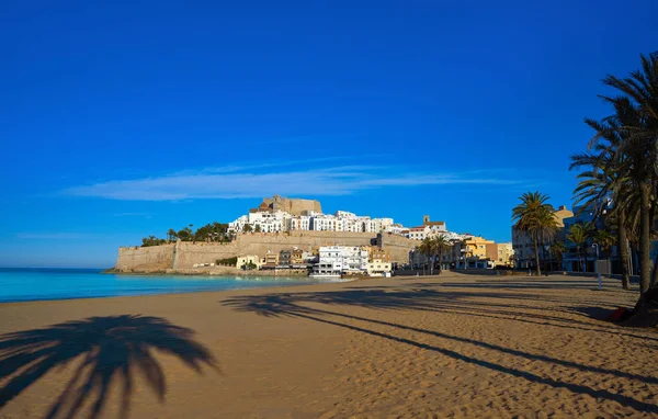 Peniscola Skyline Och Castle Beach Spanien Castellon — Stockfoto