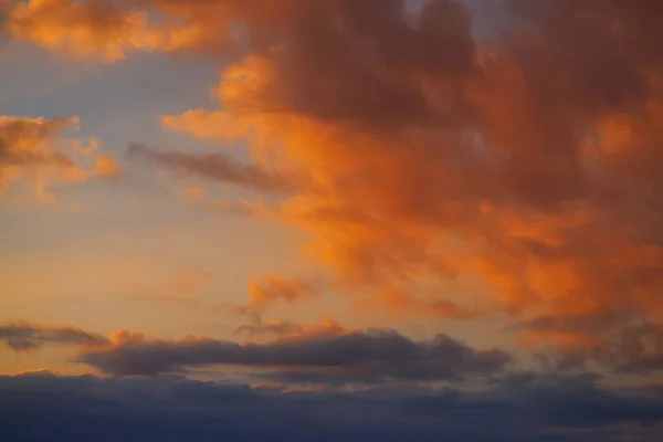 Solnedgång Himlen Moln Orange Och Blå Färger — Stockfoto