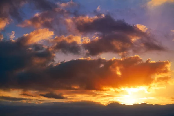 Solnedgång Himlen Moln Orange Och Blå Färger — Stockfoto