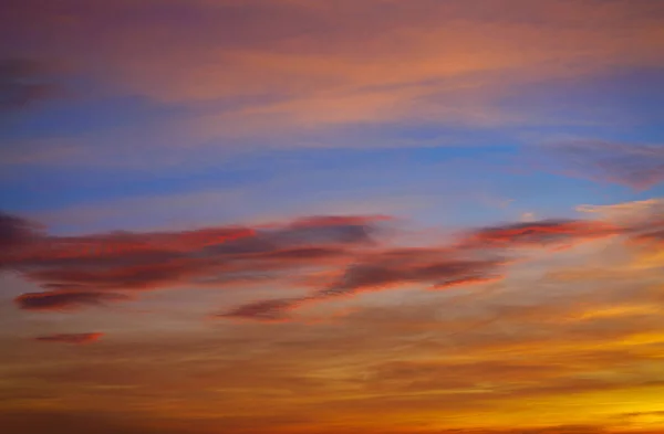 Solnedgång Himlen Moln Orange Och Blå Färger — Stockfoto