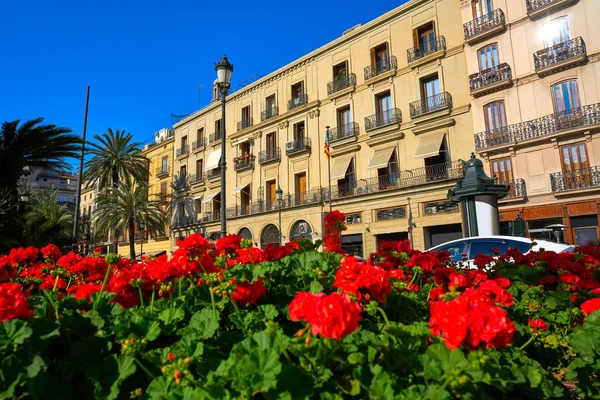 Valencia Plaza Reina Quadratische Fassaden Spanien — Stockfoto