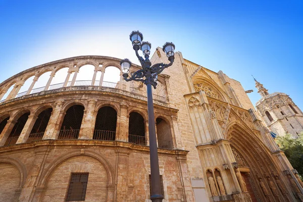 Valencia Plaza Virgen Square Miguelete Tower Cathedral Spain — Stock Photo, Image