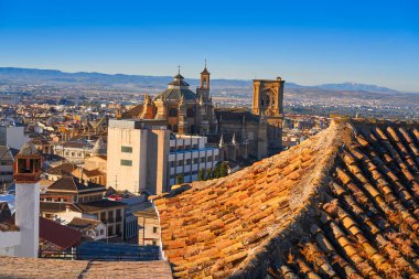 Granada manzarası ve Albaicin Andalusia İspanya Katedrali'nin
