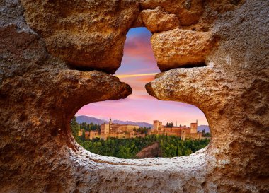 Alhambra Granada fotoğraf illüstrasyon penceresi
