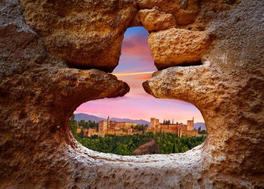 Alhambra window of Granada photo illustration clipart