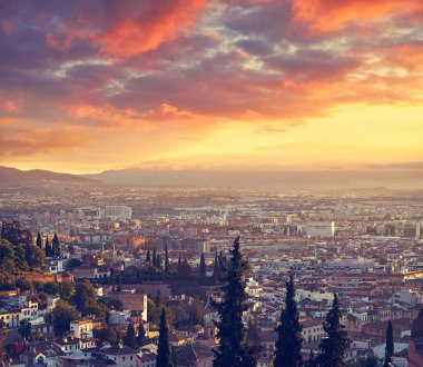 Albaicin Andalusia İspanya Granada manzarası görünümünden