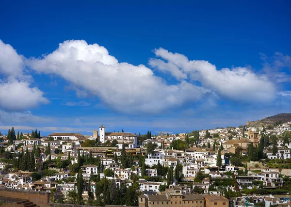 Θέα Αλάμπρα Στη Γρανάδα Της Ισπανίας Albayzin Συνοικία Albaicin — Φωτογραφία Αρχείου