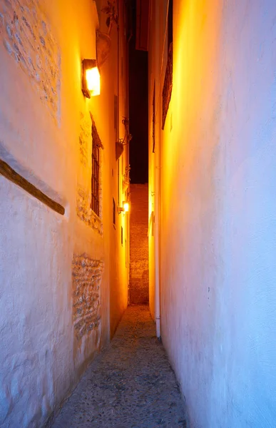 Albaicina Granada Estrecha Calle Atardecer Andalucía Musulmana España —  Fotos de Stock