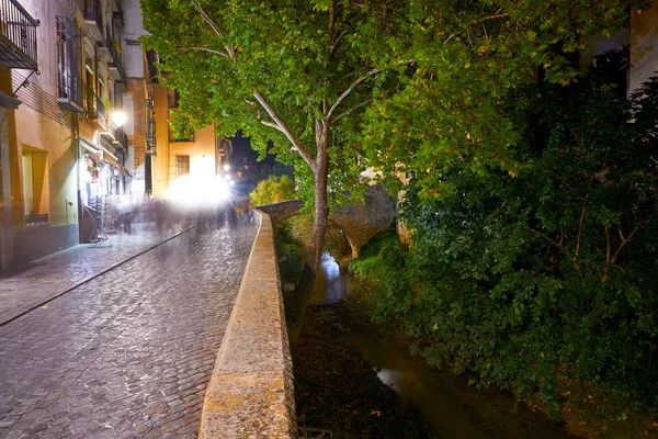 Ulice Řeka Darro Carrera Oblouk Granada Španělsku Andalusii — Stock fotografie