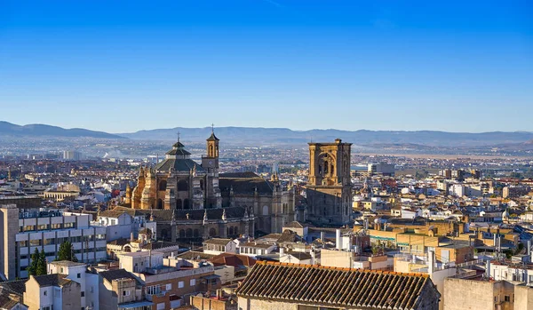 Granada skyline and Cathedral from Albaicin in Andalusia Spain