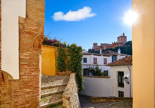 Alhambra Vista Albaicin Granada Antico Quartiere Arabo Dell Andalusia Musulmana — Foto Stock
