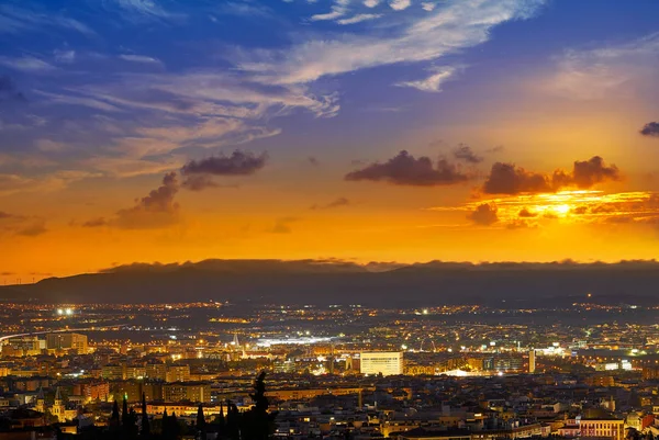 Granada skyline view from Albaicin in Andalusia Spain