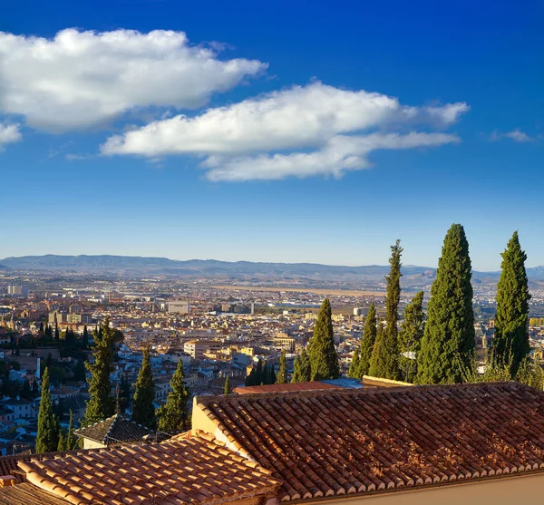 Granada skyline view from Albaicin in Andalusia Spain