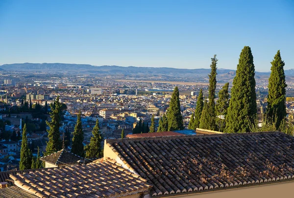 Granada skyline view from Albaicin in Andalusia Spain