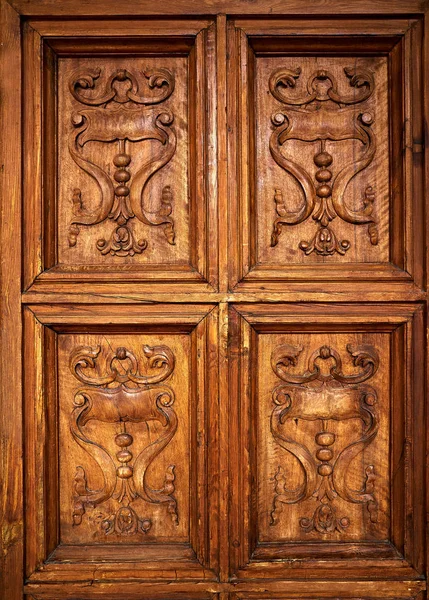 Alhambra Карлос Деревянные Двери Подробно Гранаде Испании — стоковое фото