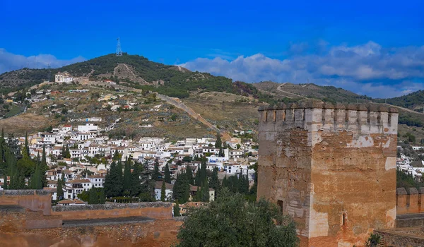 Sacromonte Θέα Από Αλάμπρα Στη Γρανάδα Της Ισπανίας Albayzin Συνοικία — Φωτογραφία Αρχείου