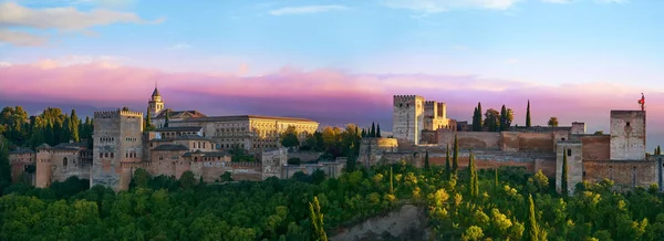 Alhambra Pôr Sol Granada Espanha Vista Albaicin — Fotografia de Stock
