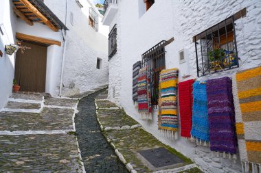 Granada Pampaneira renkli hırka Alpujarras sokak halılar