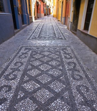 Granada taş mozaik yerde Realejo bölgesinde şehir merkezinde Andalusia, İspanya