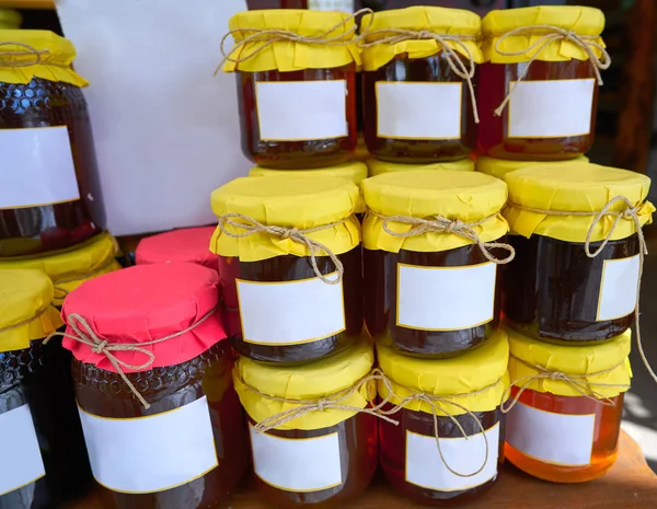 Honey Glass Pots Alpujarras Granada Andalusian Spain — Stock Photo, Image